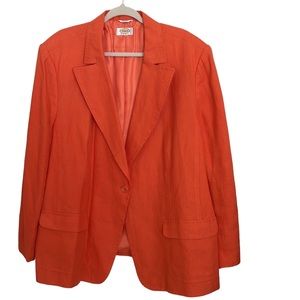 Talbots Luxe Irish Linen Blazer Single Button Orange Classic Lined